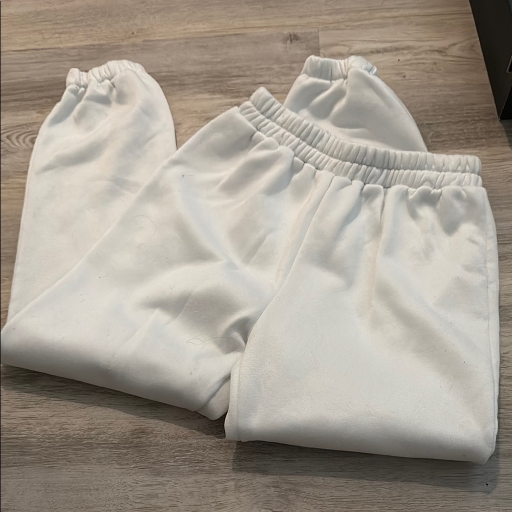 SHEIN White Cozy Track Pants with Elastic Waistband